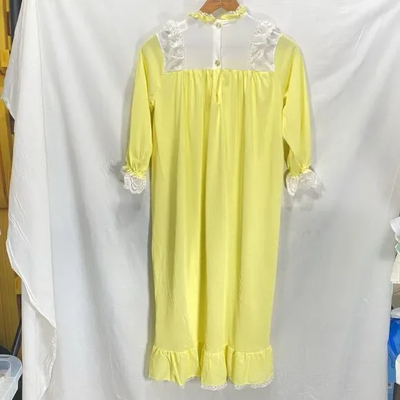 Vintage HER MAJESTY Nightgown Lot Girls 60s 70s Lace Long Yellow Pink Size 10 12 - Picture 3 of 16